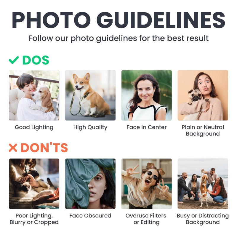 Custom doormat photo guidelines: Examples of acceptable and unacceptable photos for personalized doormats